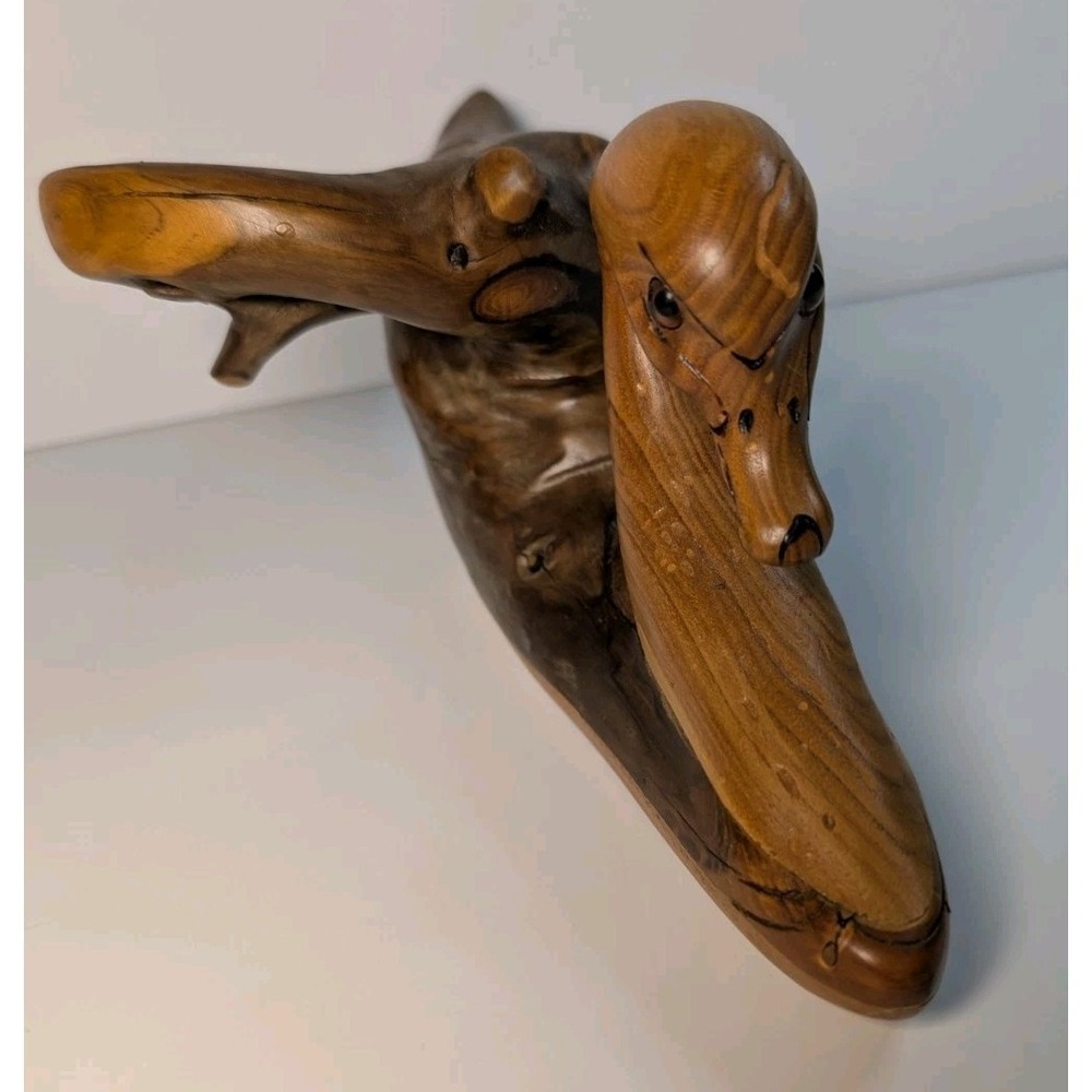 Vtg Tundra Swan Wood Hand Carved Driftwood By N. A.‎ Needham Canada Laberge Lake - Picture 3 of 10